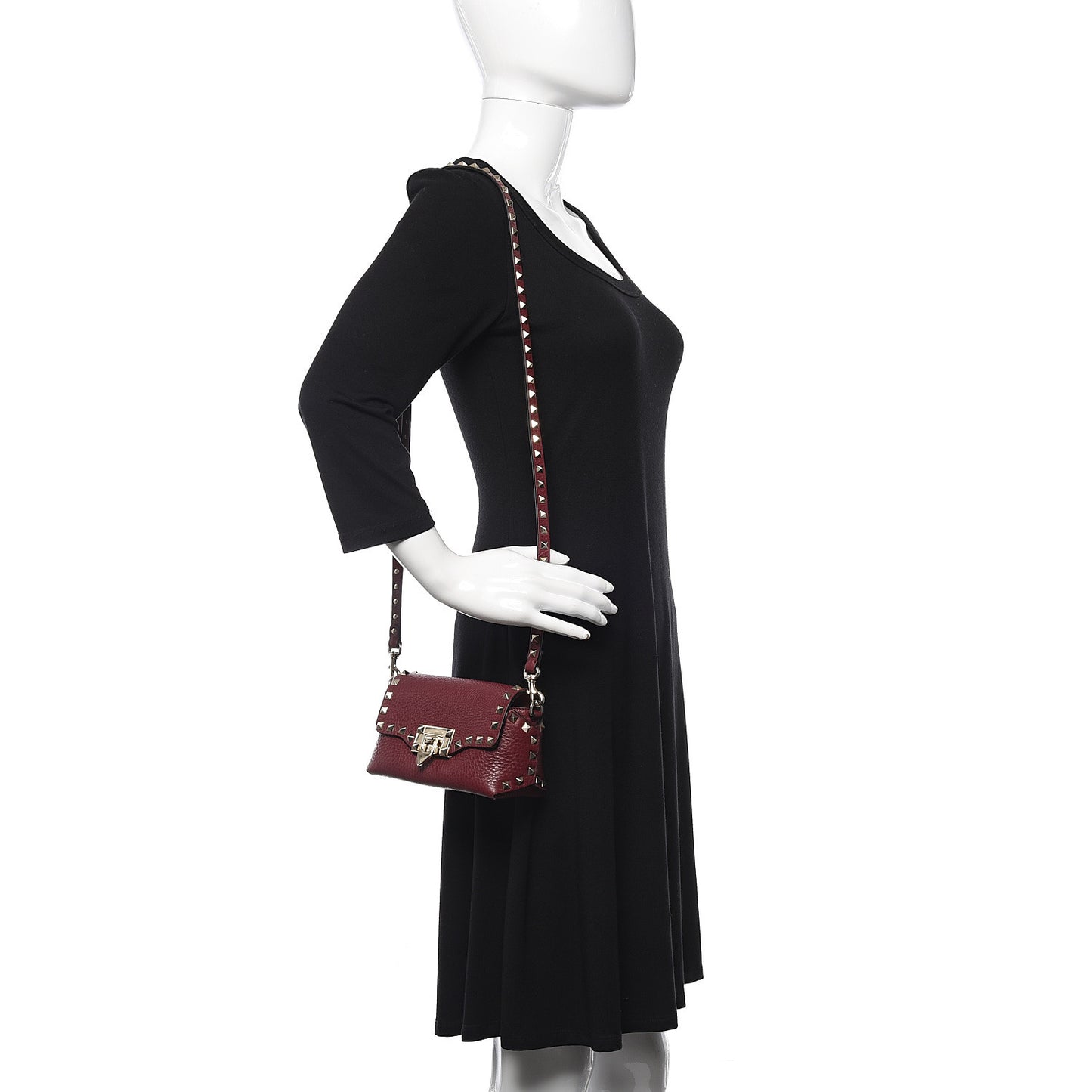 Pebbled Calfskin Mini Rockstud Crossbody Bag Rubin