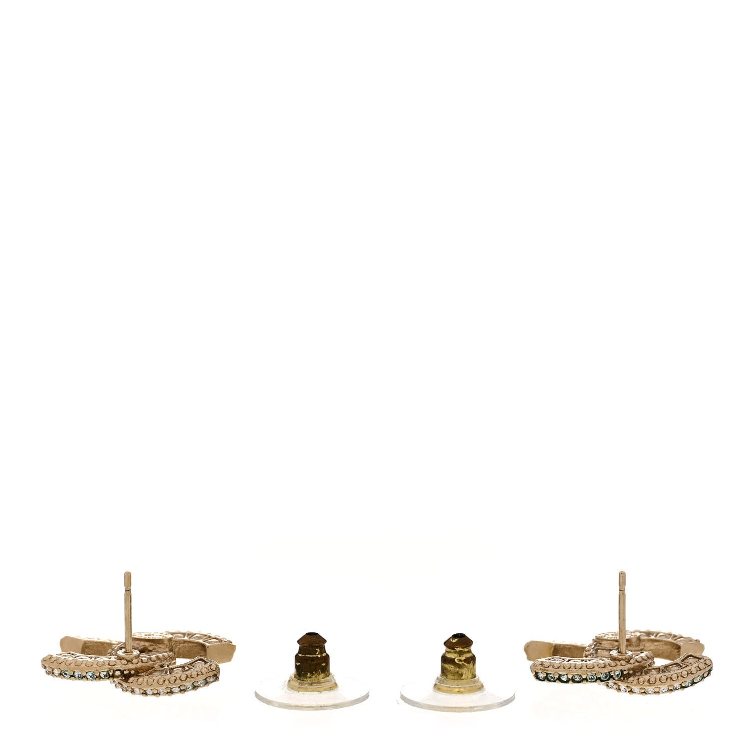 Chanel Crystal CC Earrings Light Gold 3 of 5