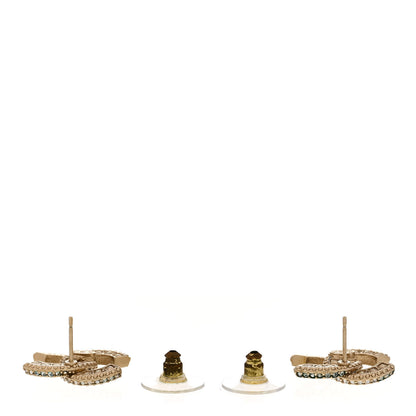 Chanel Crystal CC Earrings Light Gold 3 of 5