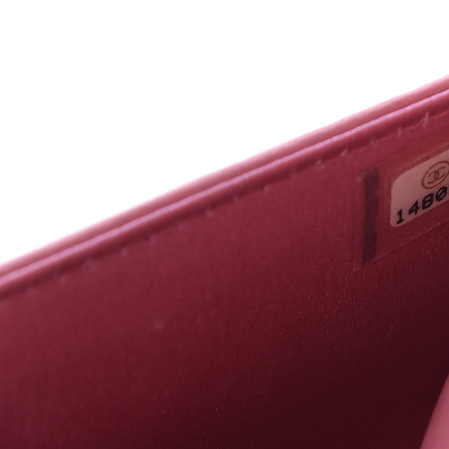 Lambskin Camellia Embossed Wallet On Chain WOC Pink