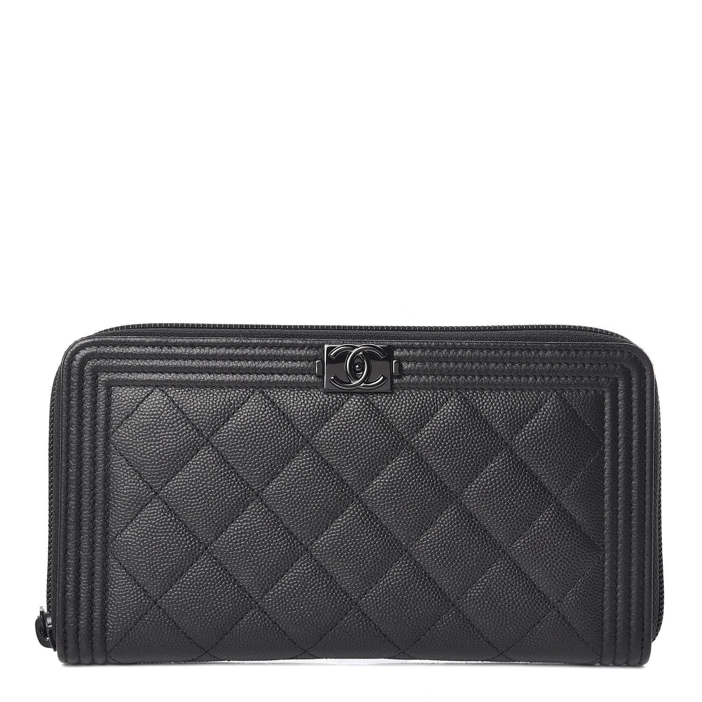 Caviar Quilted Boy Zip Around Organizer Wallet So Black