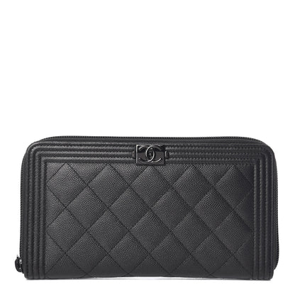 Chanel Caviar Quilted Boy Zip Around Organizer Wallet So Black 1 of 9