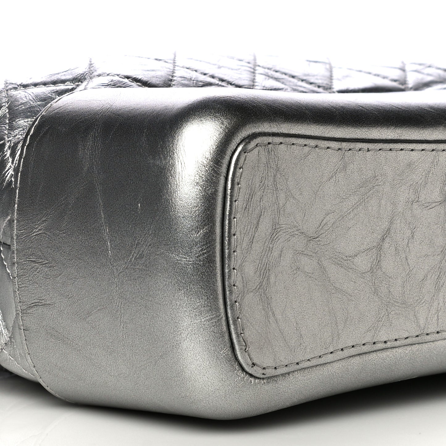 Metallic Lambskin Calfskin Quilted Medium Gabrielle Hobo Silver
