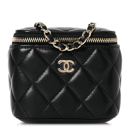 Chanel Lambskin Quilted Mini Vanity Case With Chain Black 1 of 11