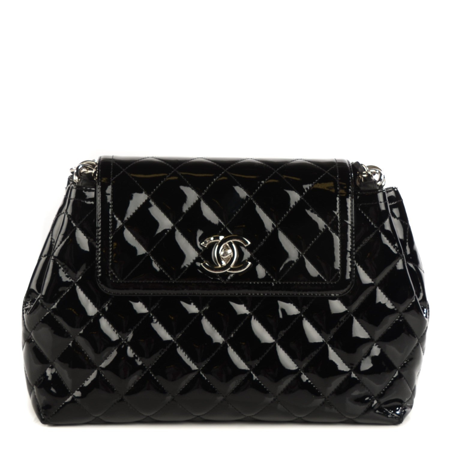 Chanel Patent Quilted Coco Shine Large Accordion Flap Black 1 of 9