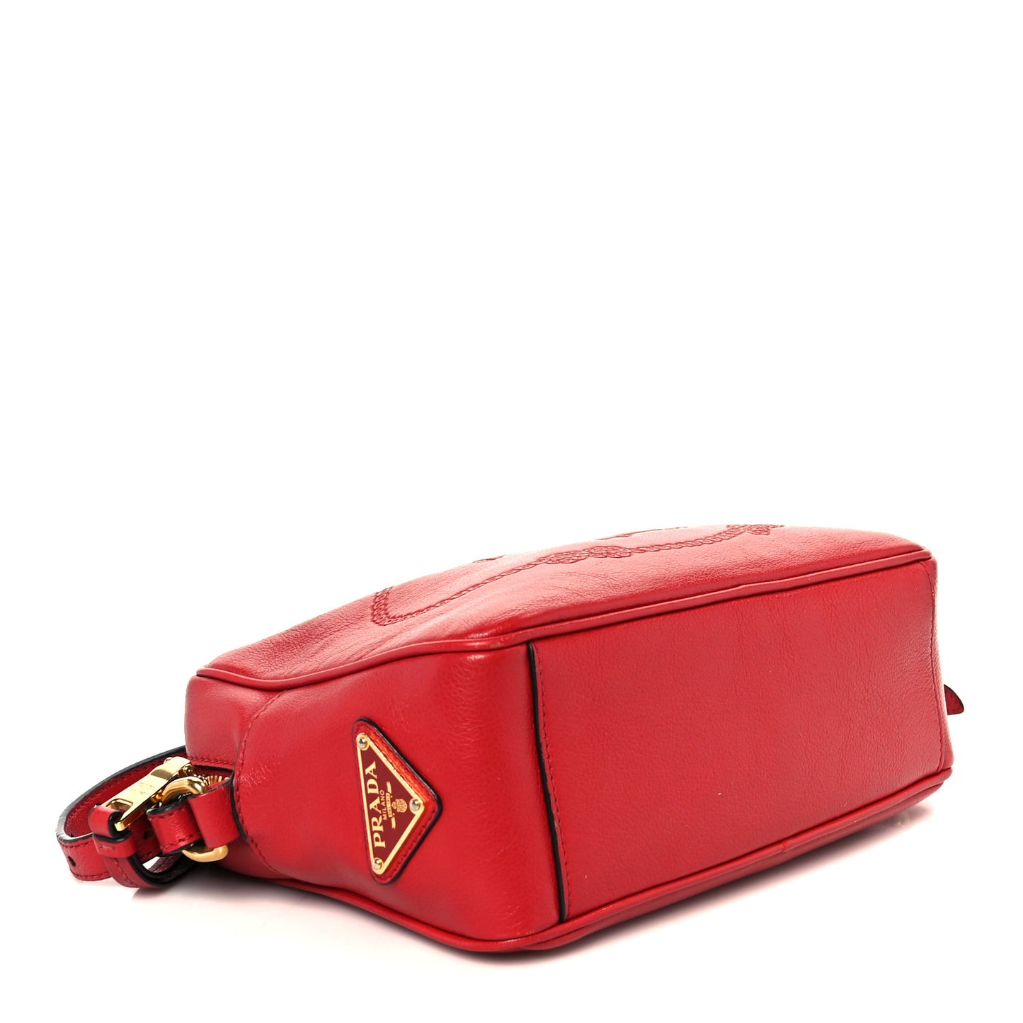 Glace Calfskin Embossed Logo Crossbody Red