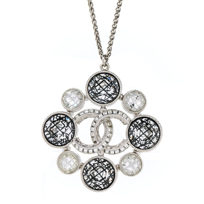 Chanel Crystal Baguette Pendant Necklace Black Silver 4 of 7