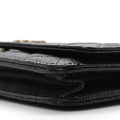 Chanel Shiny Caviar Quilted Strass CC Wallet On Chain WOC Black 11 of 11