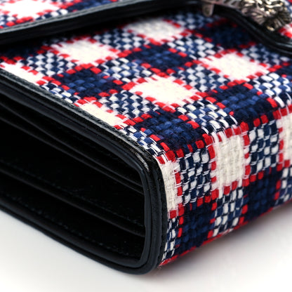 Gucci Vintage Tweed Check Mini Dionysus Chain Wallet White Hibiscus Red Marine 8 of 10