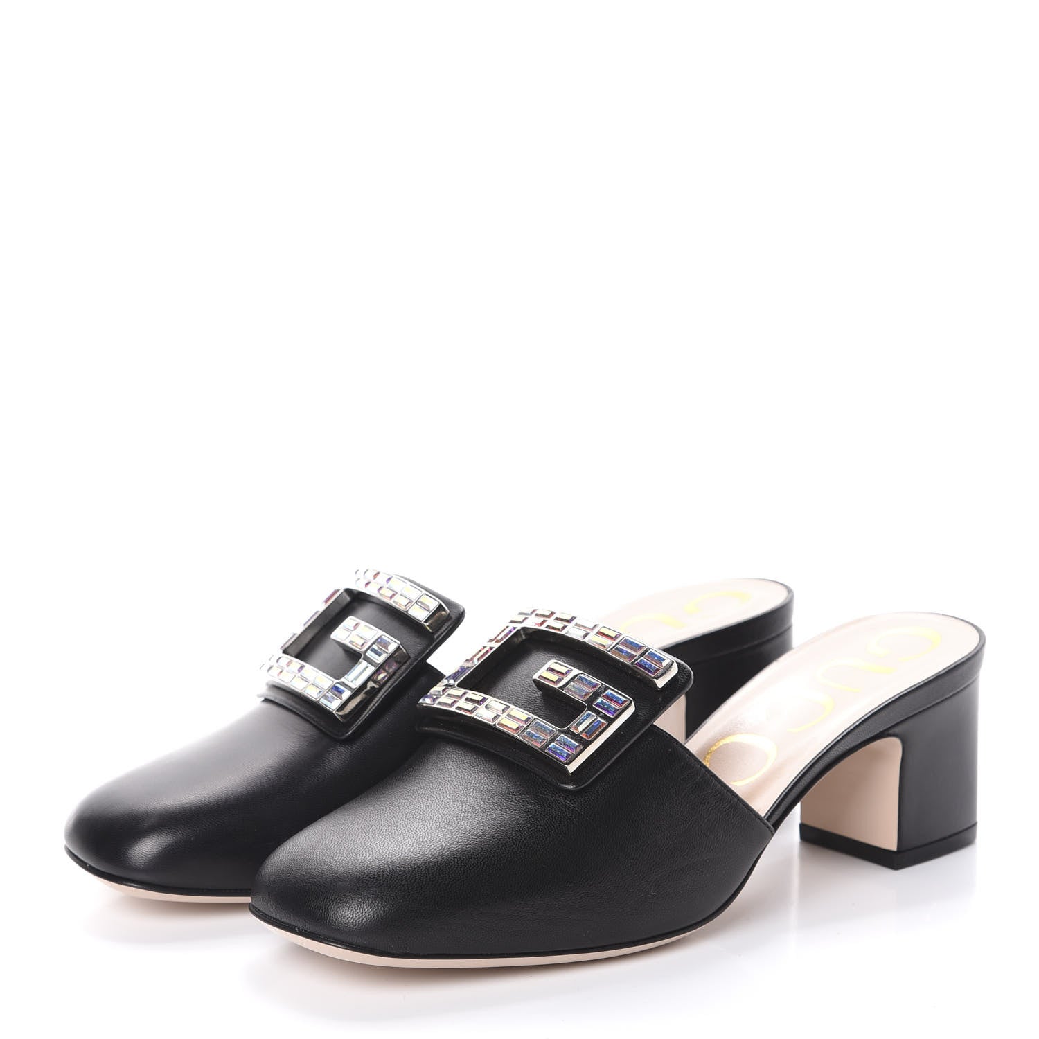 Gucci Malaga Kid Crystal Square G Madelyn Mules 36 Black 3 of 7