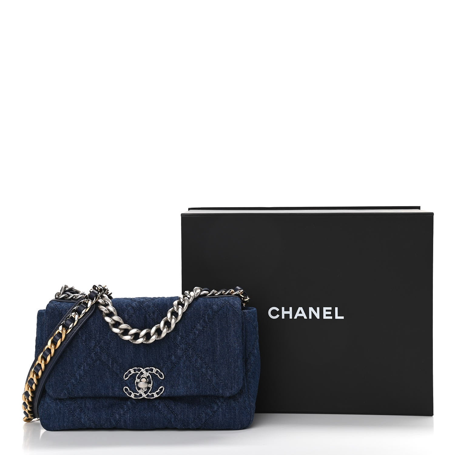 Chanel Denim Quilted Medium Chanel 19 Flap Blue 11 of 11