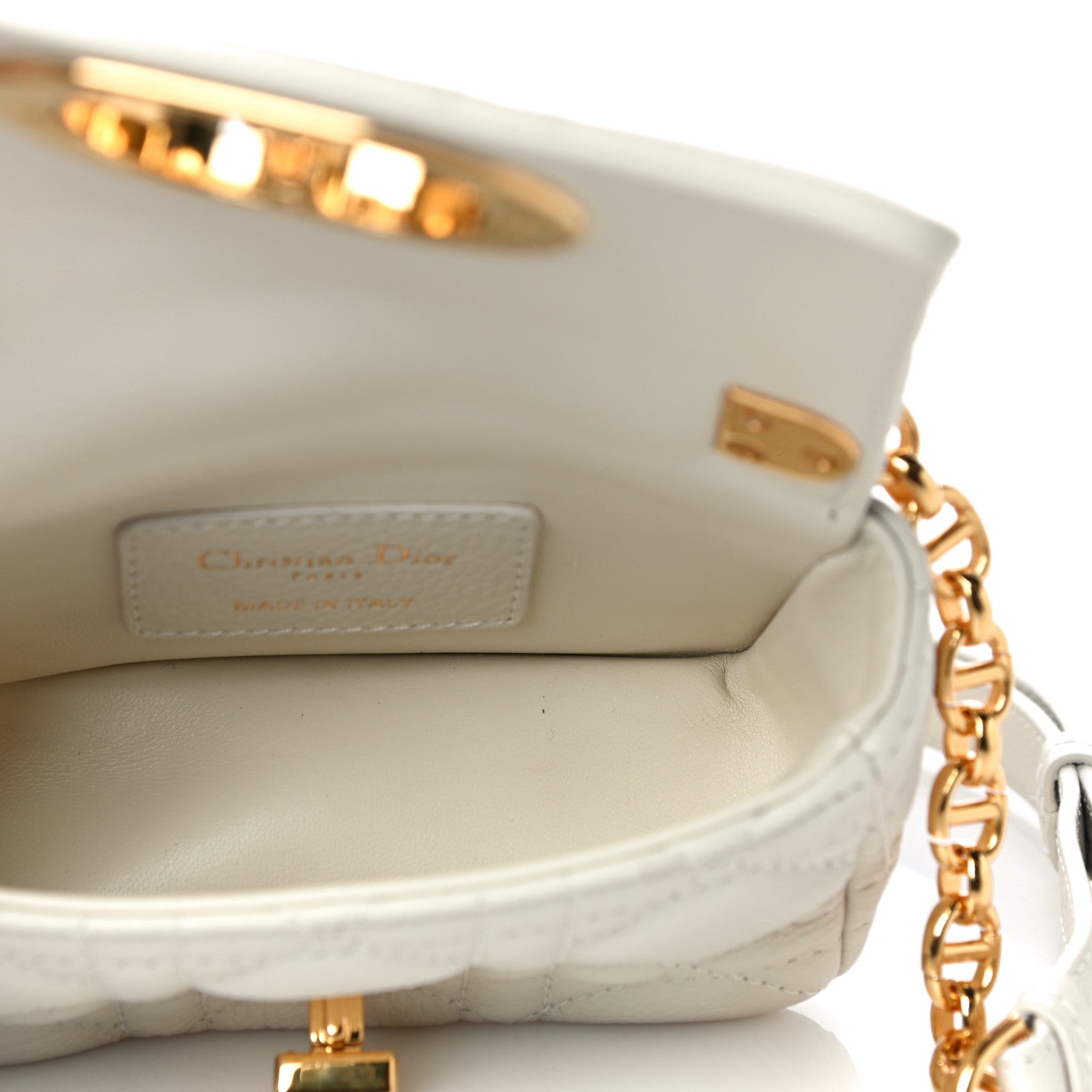 Christian Dior Supple Calfskin Cannage Micro Caro Bag Latte 4 of 9