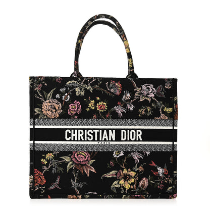 Christian Dior Canvas Jardin Botanique Embroidered Large Book Tote Black Multicolor 1 of 10