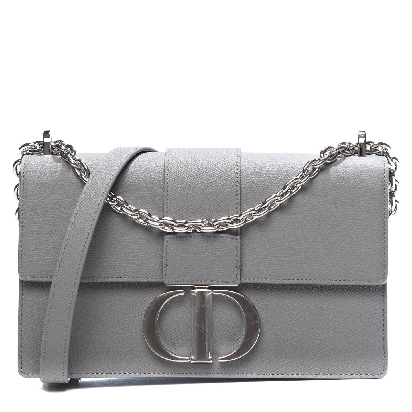 Grained Calfskin 30 Montaigne Chain Flap Bag Grey