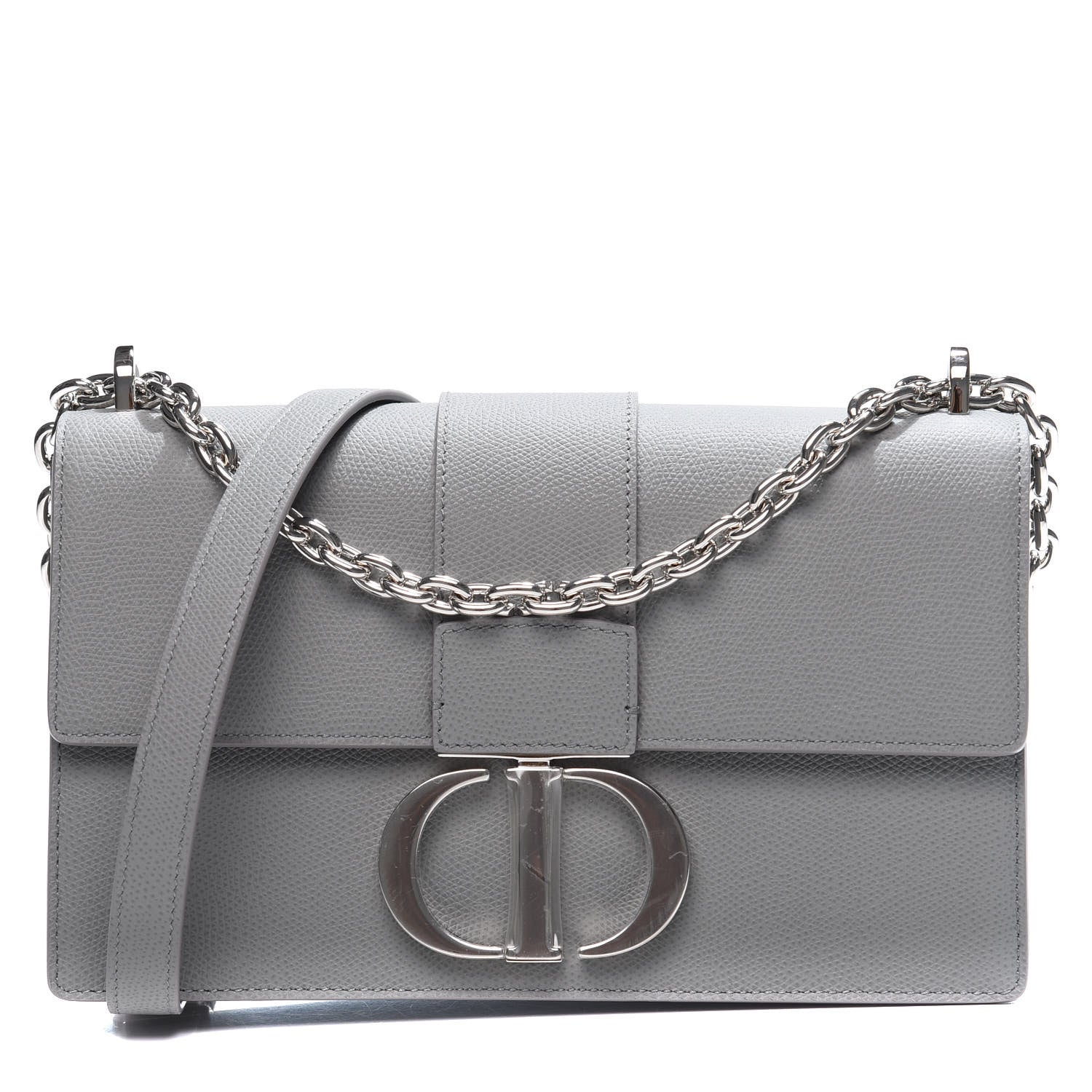 Christian Dior Grained Calfskin 30 Montaigne Chain Flap Bag Grey 1 of 10
