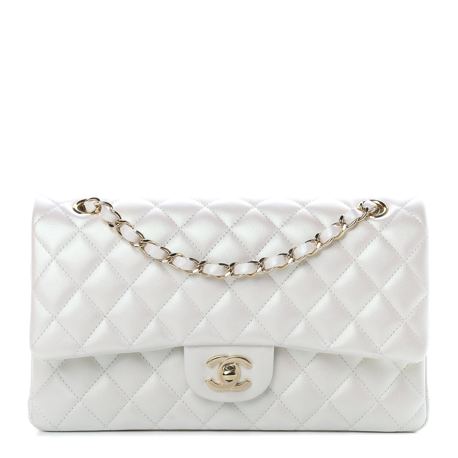 Chanel Iridescent Calfskin Quilted Medium Double Flap White 1 of 11