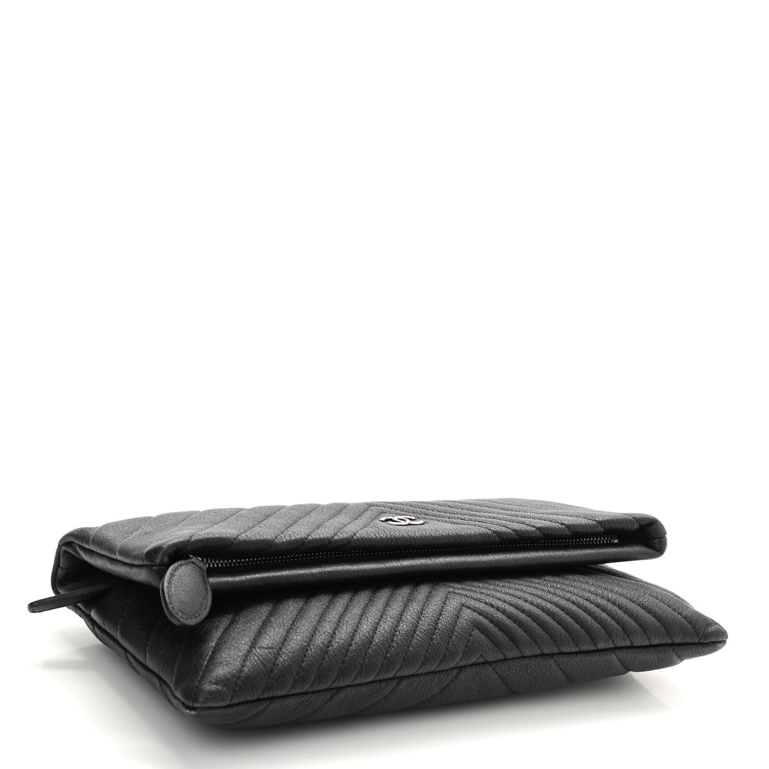 Chanel Calfskin Chevron CC Beauty Clutch Black 4 of 7