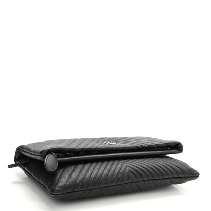 Chanel Calfskin Chevron CC Beauty Clutch Black 4 of 7