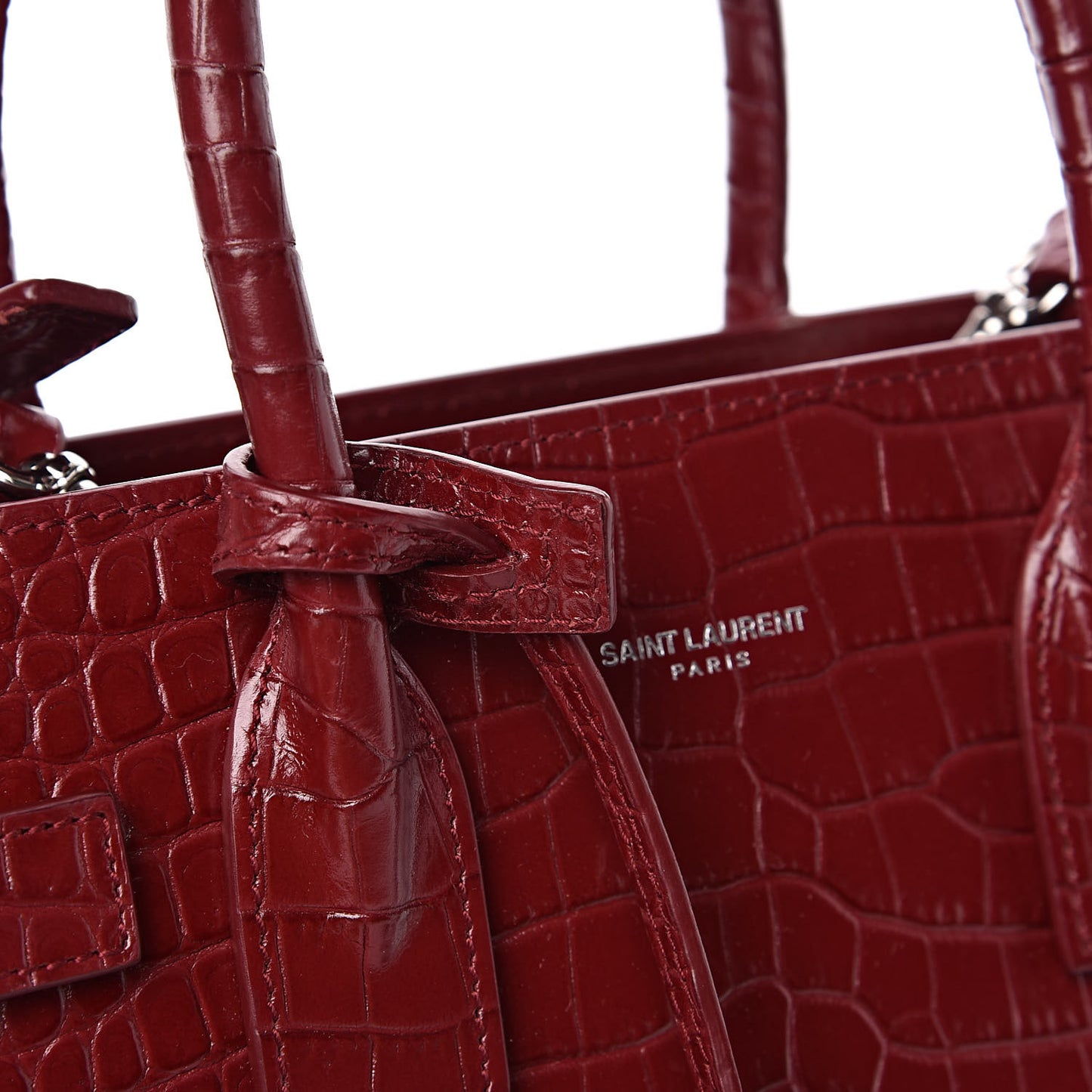 Calfskin Crocodile Embossed Baby Sac De Jour Red