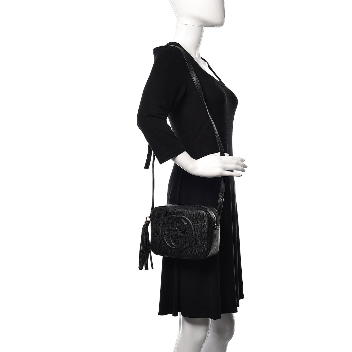 Pebbled Calfskin Small Soho Disco Bag Black