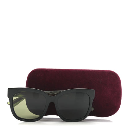 Gucci Acetate Square Frame Web Glitter Sunglasses GG0034S Black Green 7 of 7