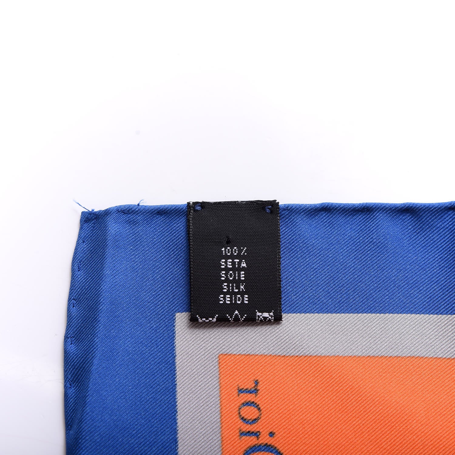 Christian Dior Silk Floral Square Scarf Blue Orange 3 of 3