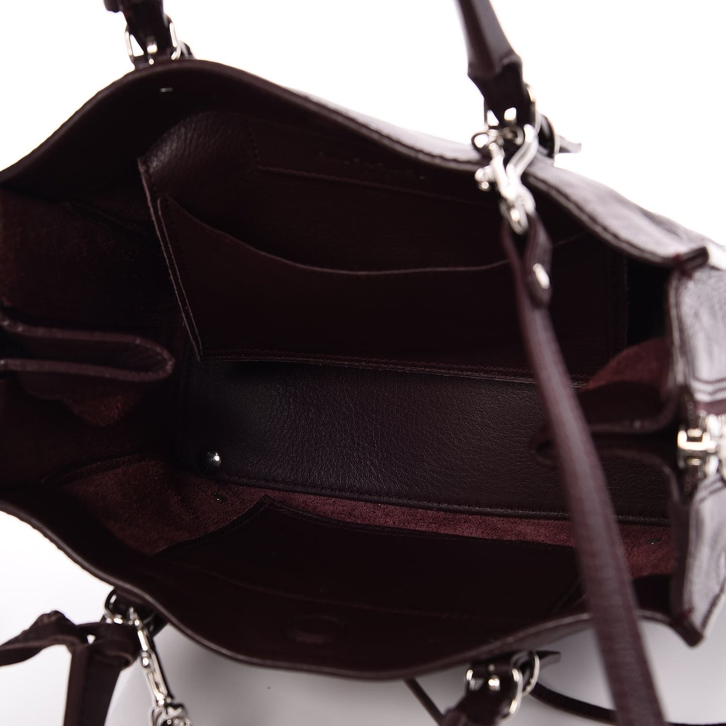 Calfskin Papier Mini A4 Zip Around Tote Rouge Aubergine