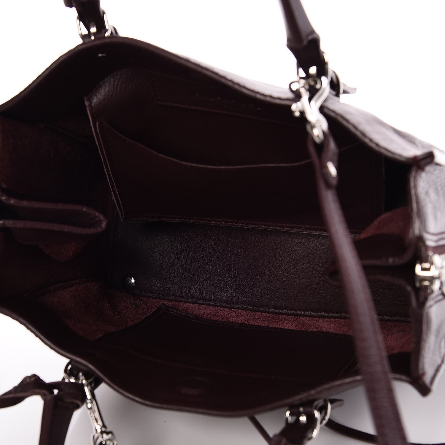 Balenciaga Calfskin Papier Mini A4 Zip Around Tote Rouge Aubergine 6 of 8