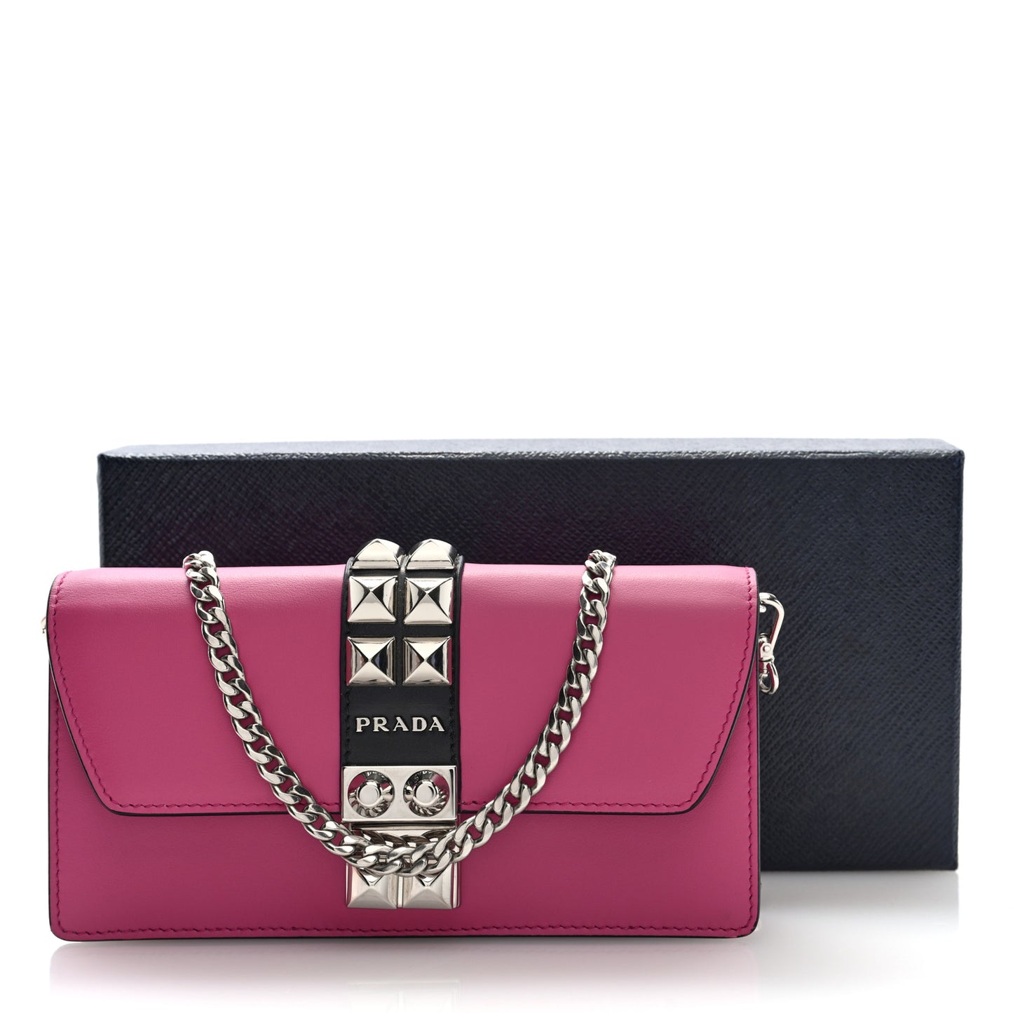 City Calfskin Studded Mini Elektra Crossbody Bag Fuchsia Black