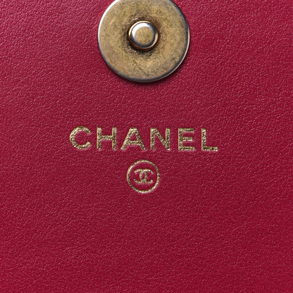 Chanel Velvet Quilted Camellia Velvet Flap Coin Purse With Chain Fuchsia 5 of 14
