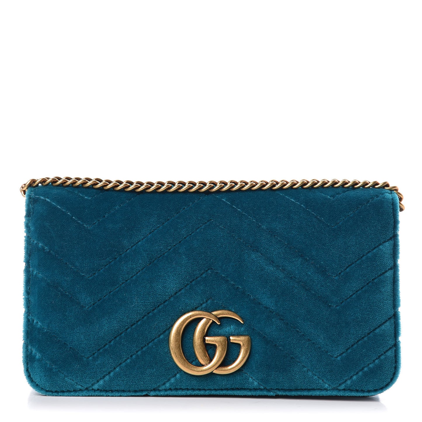 Velvet Matelasse GG Marmont Mini Bag Pavone Cyan
