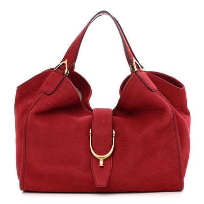 Gucci Nubuck Medium Soft Stirrup Shoulder Bag Red 1 of 10