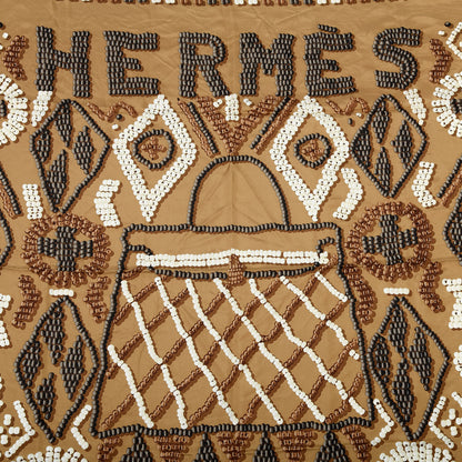 Hermes Silk Kelly En Perles Wash Scarf 140 Camel Taupe Nacre 2 of 4