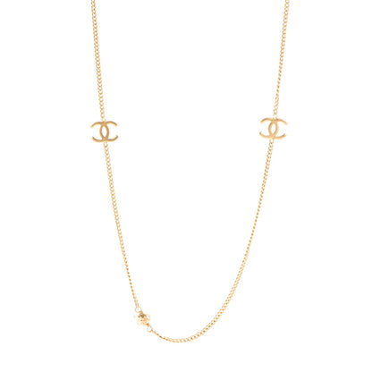 Chanel Stone CC Long Chain Necklace Gold 1 of 4