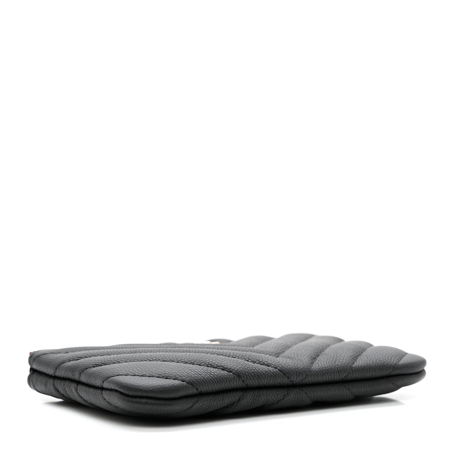 Caviar Chevron Quilted Small Cosmetic Case Black