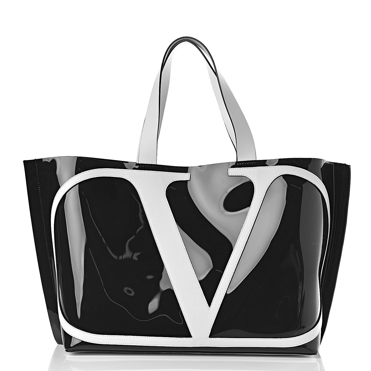 Valentino Garavani Patent Large Escape Tote Black White 3 of 13