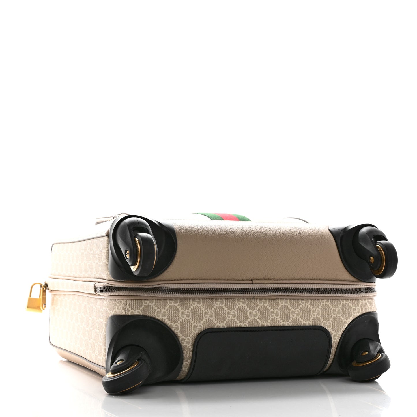 GG Supreme Monogram Textured Dollar Calfskin Web Small Savoy Cabin Trolley Beige Mystic White Oatmeal