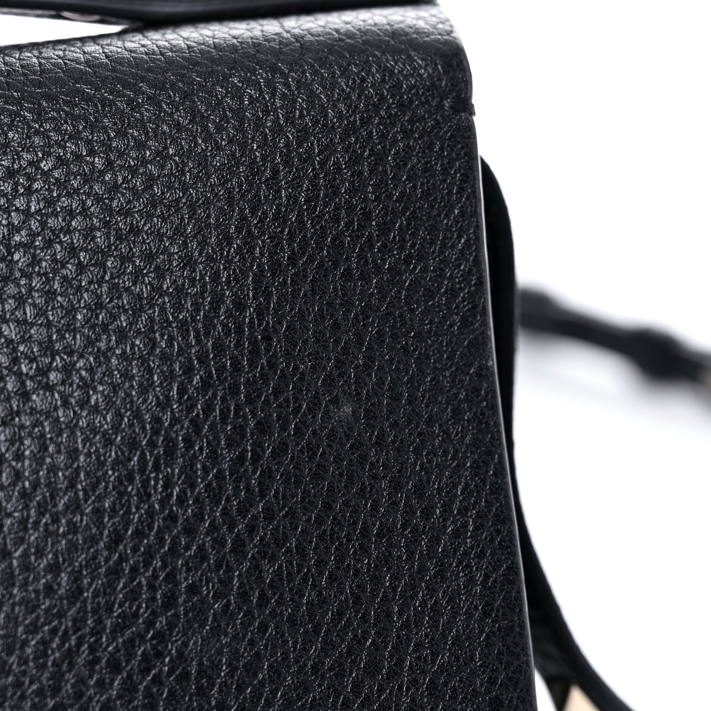 Pebbled Calfskin Rockstud Double Flap Crossbody Bag Black