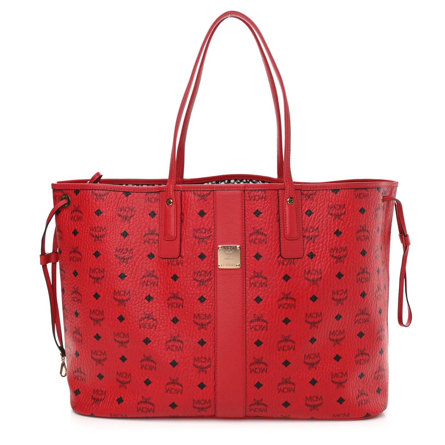 MCM Visetos Large Liz Reversible Shopper Tote Ruby Red 3 of 15