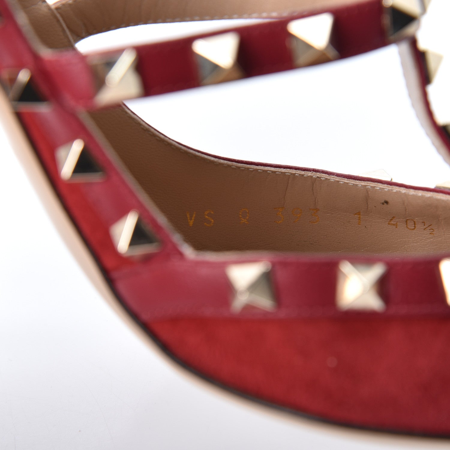 Valentino Garavani Suede Rockstud Ankle Strap Pumps 40.5 Dark Red 7 of 10