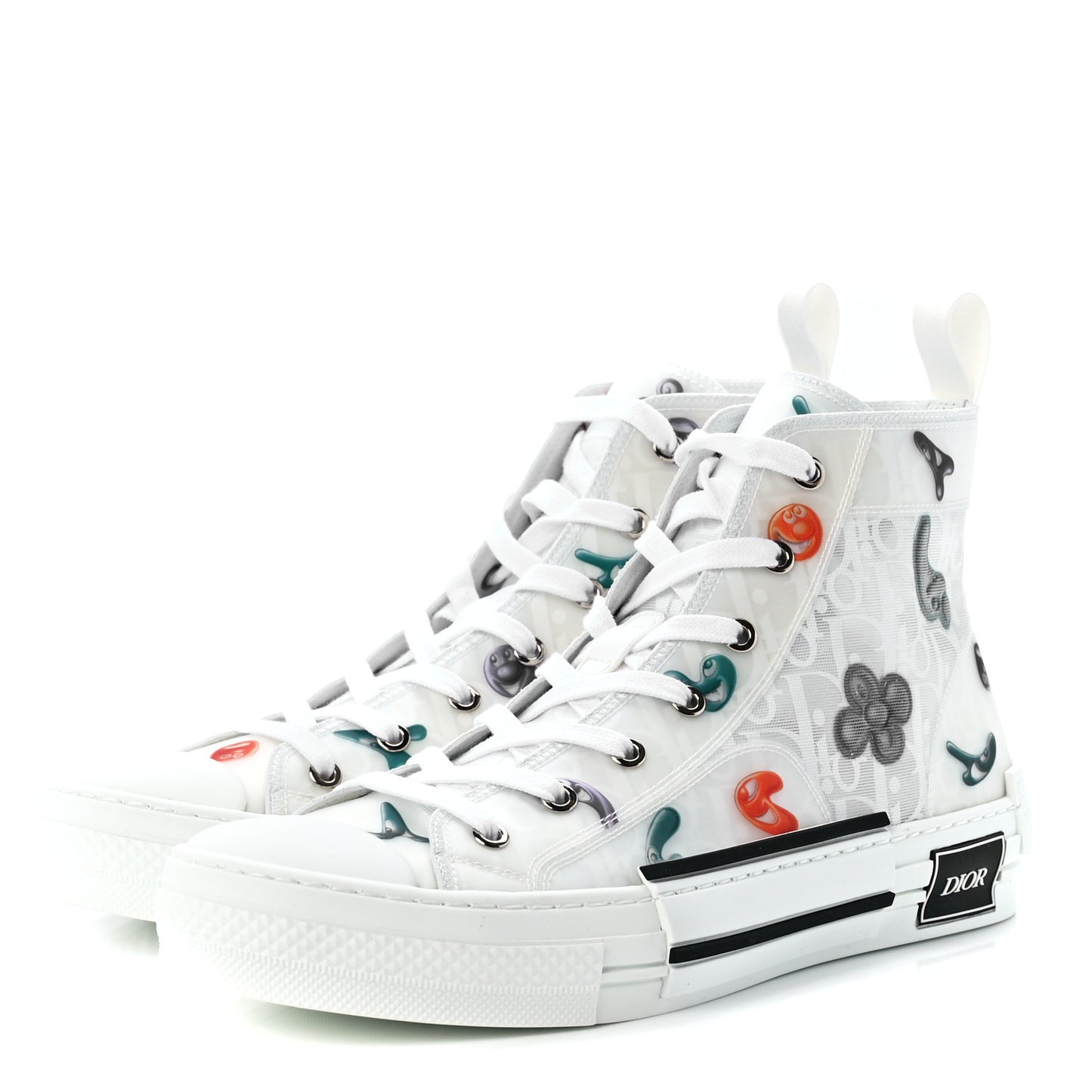 X KENNY SCHARF Technical Canvas Oblique Patch Mens B23 High Top Sneakers 42 White Blue