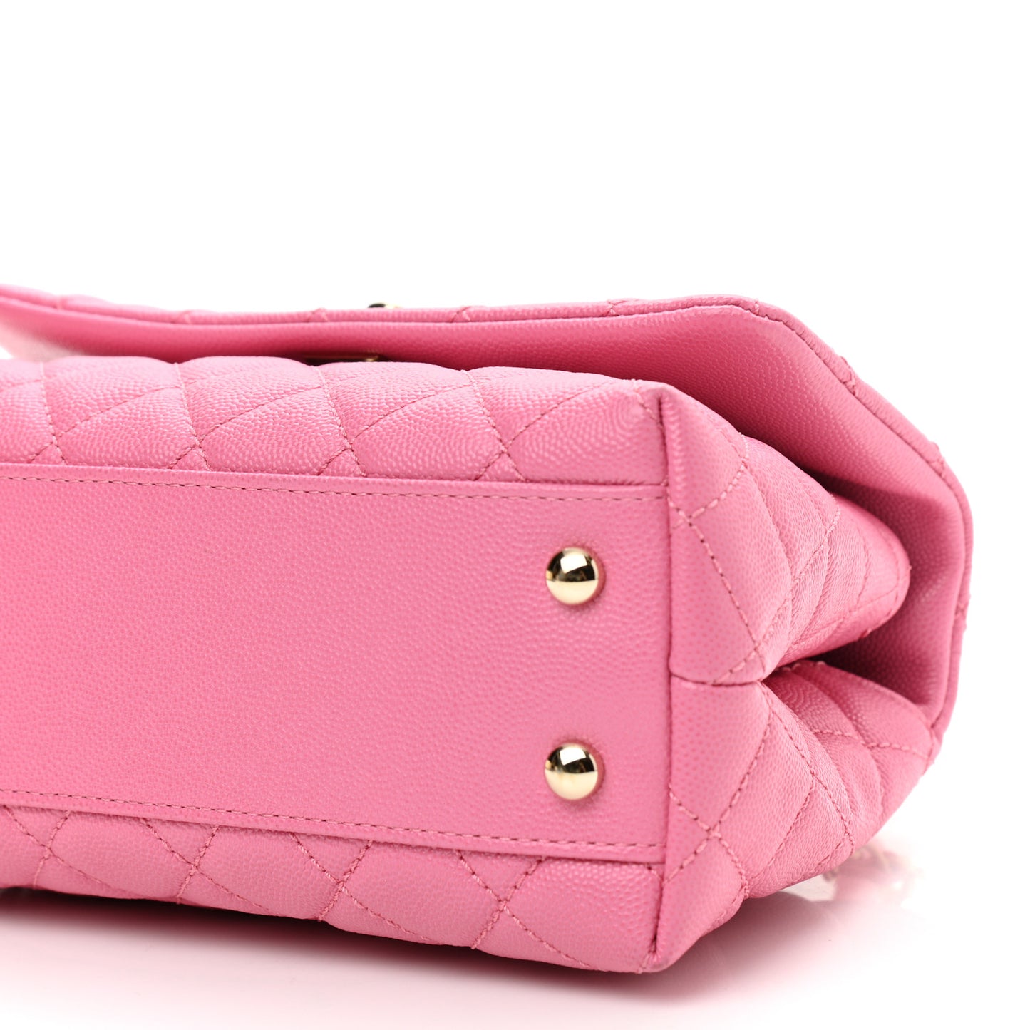 Caviar Lizard Embossed Quilted Mini Coco Handle Flap Pink