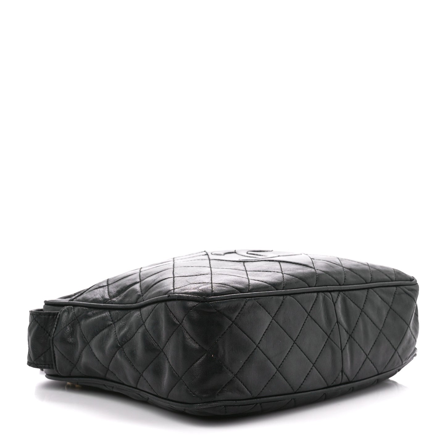 Lambskin Quilted Tassel Camera Case Black