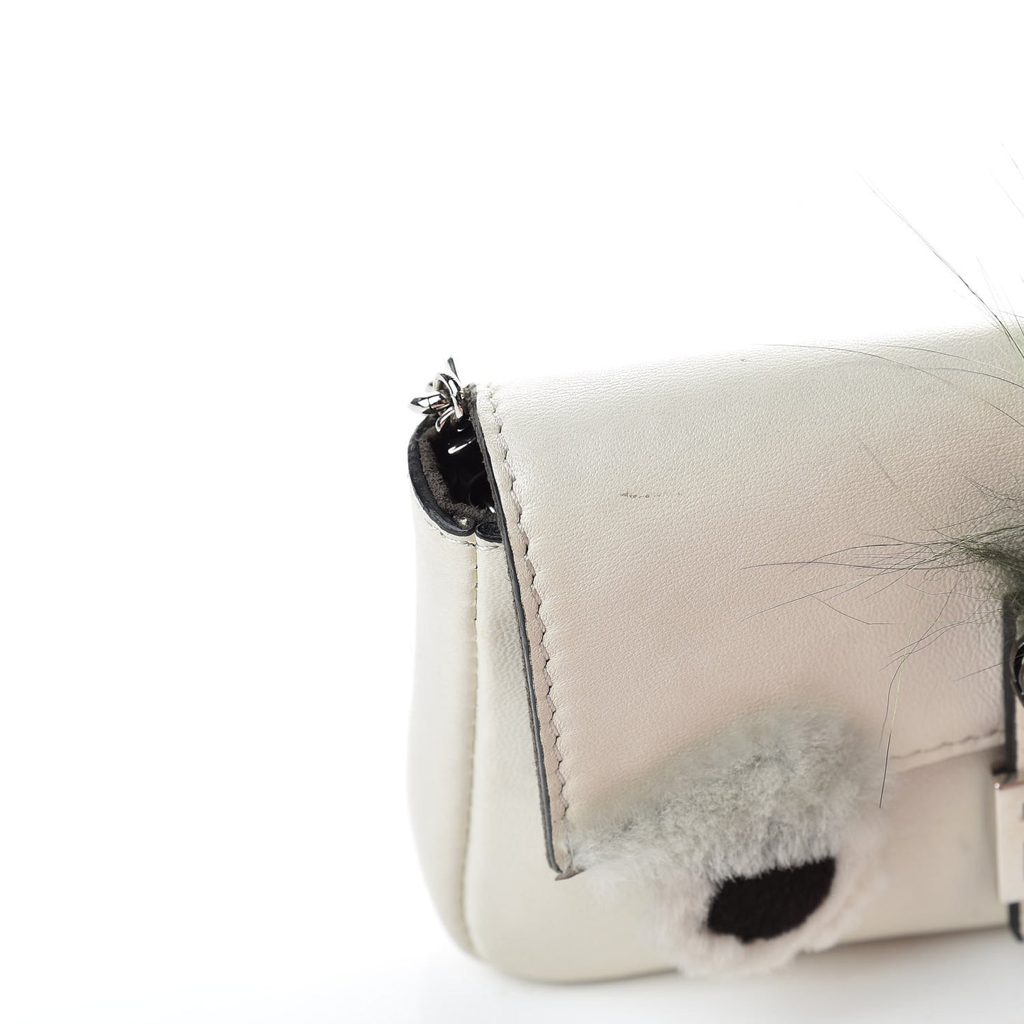 Nappa Rabbit Fox Fur Micro Buggie Baguette White Nirvana Black
