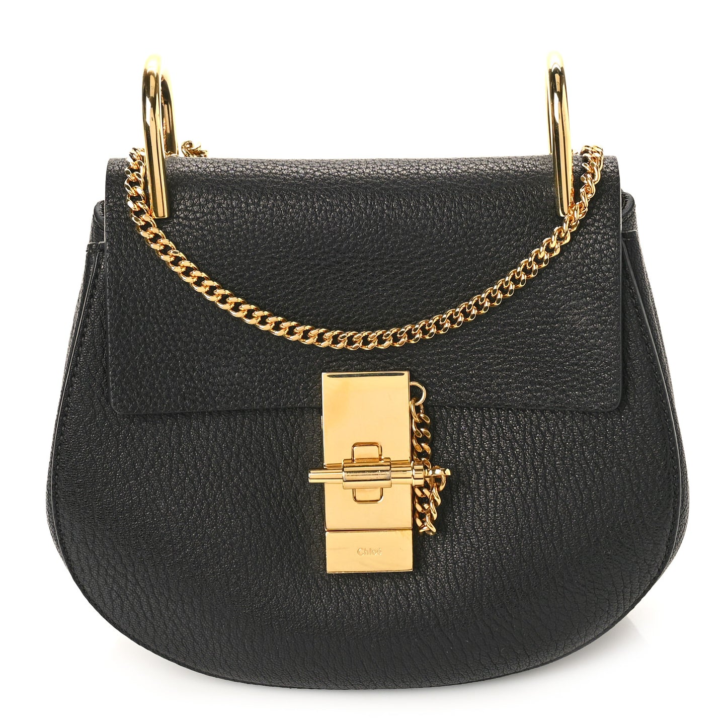 Grained Lambskin Drew Shoulder Bag Black
