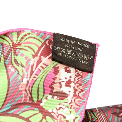 Hermes Silk Wild Singapore Scarf 90 Rose Vert Bordeaux 2 of 5