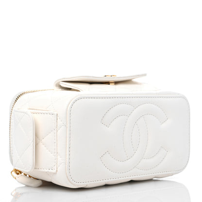 Chanel Lambskin Quilted Polly Pocket East West Top Vanity With Chain White 3 of 9