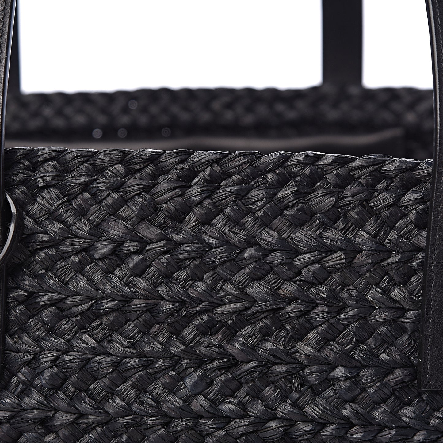 Raffia Medium Panier Bag Black