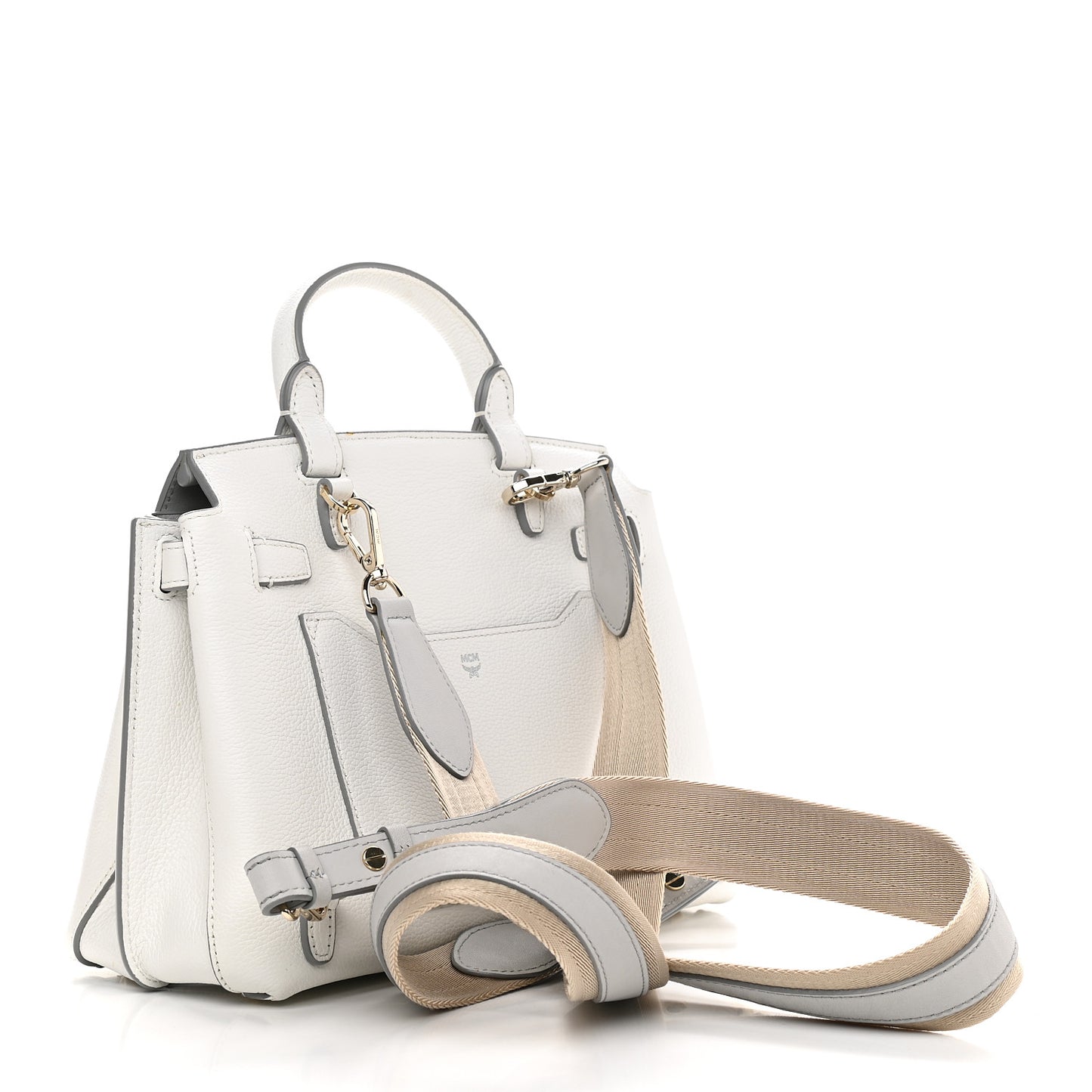 Grained Calfskin Medium Milla Convertible Backpack White Flake