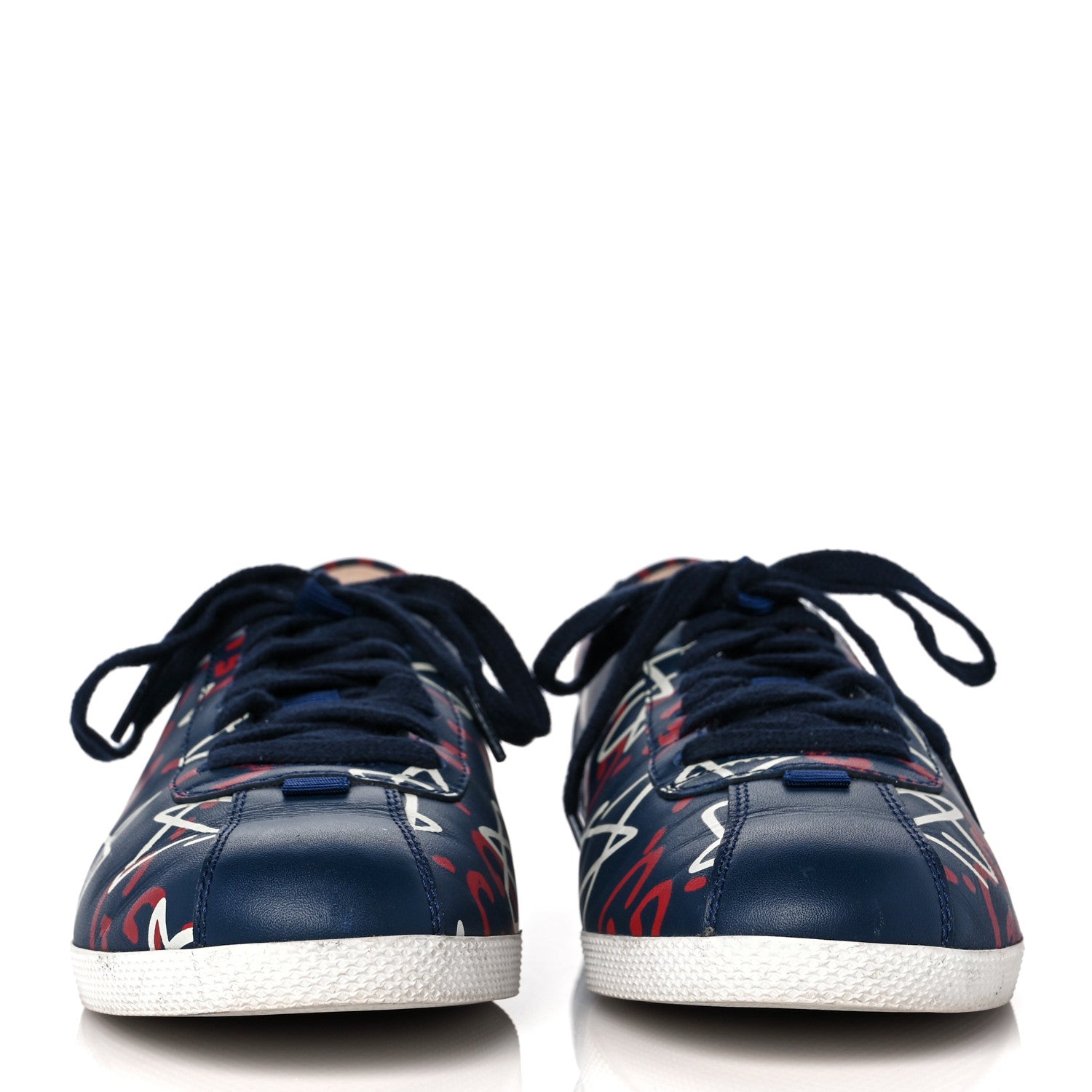 Gucci Calfskin GucciGhost Print Womens Low Top Sneakers 38.5 Blue Agata Hibiscus Red 2 of 8